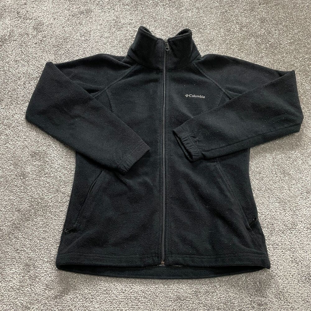 Columbia Jacket Womens XS Black Omni Heat Full Zip Pockets Fleece Outdoor Hiking